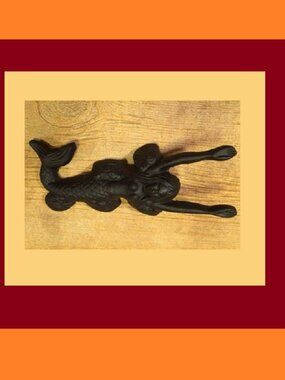 Black Cast Iron Mermaid Indoor Doorstop 2" wide by 10" long 04442